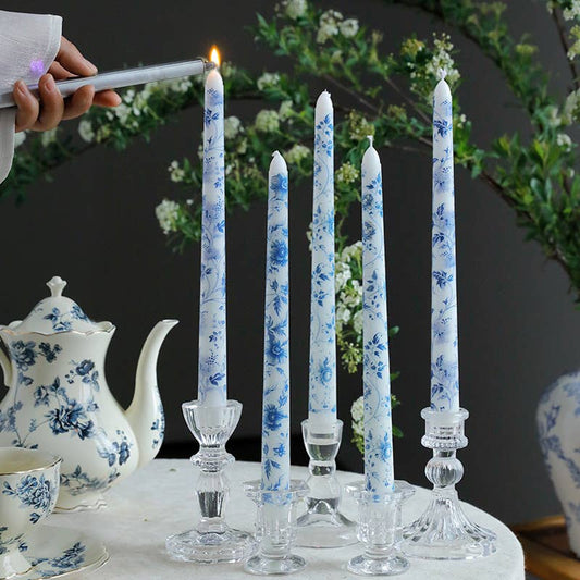 2pcs 25CM Blue and White Porcelain Smokeless Taper Candle: #3