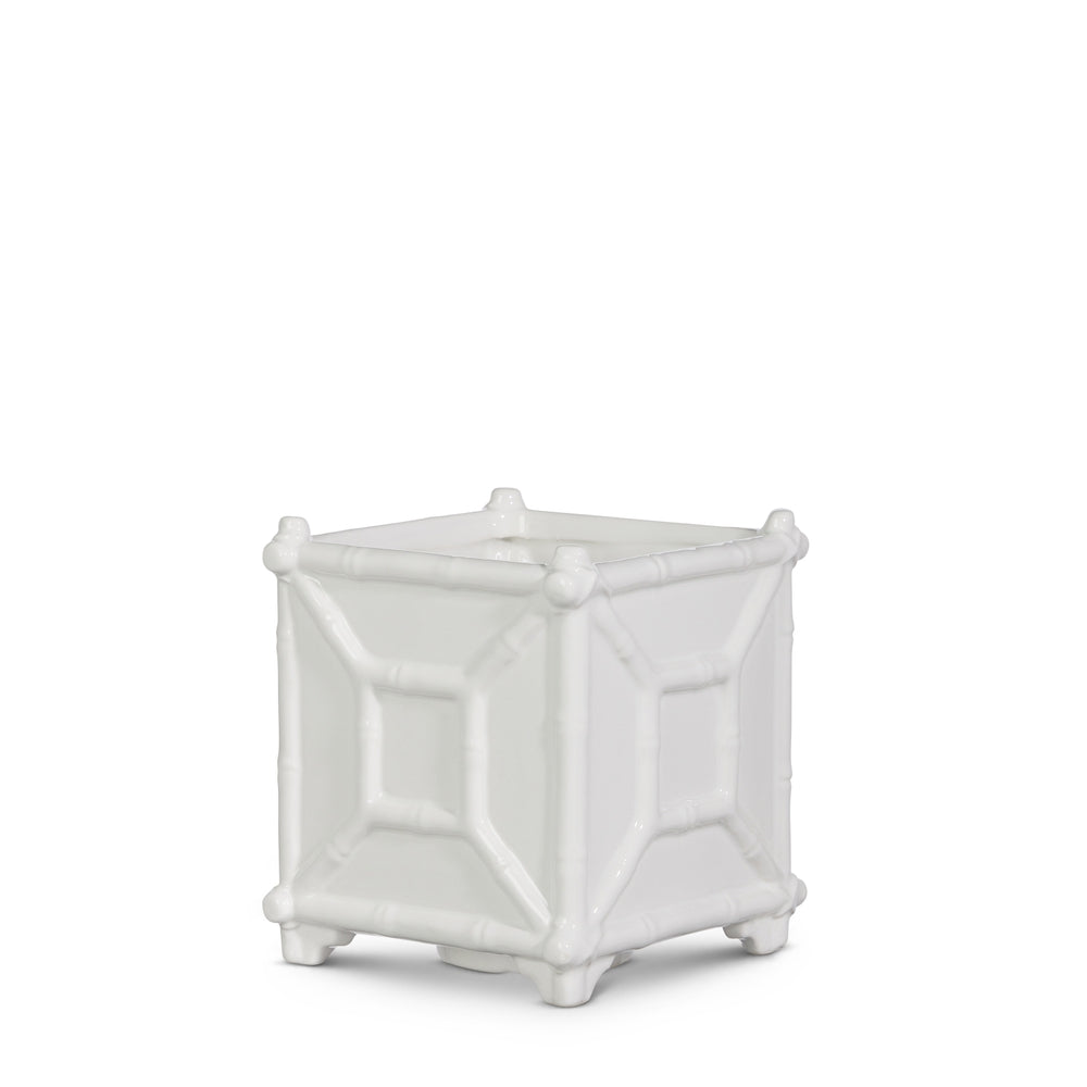 White Bamboo Planter - 8.5"