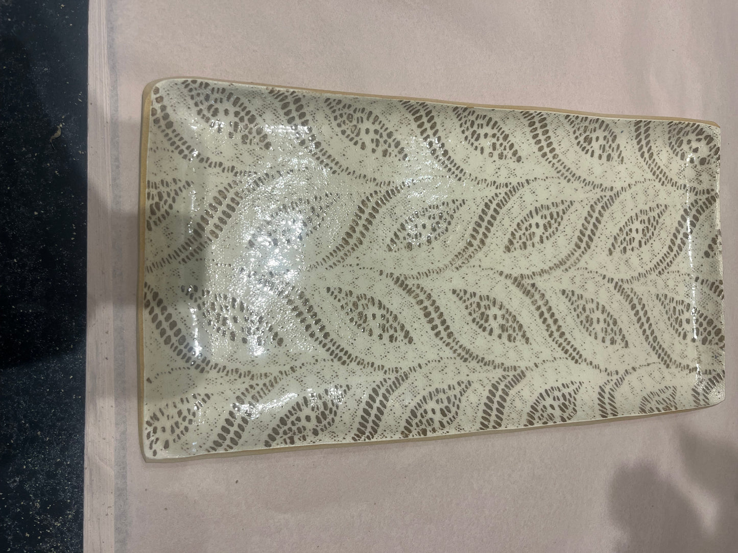 Small Stacking Rectangle Tray Paisley Mocha