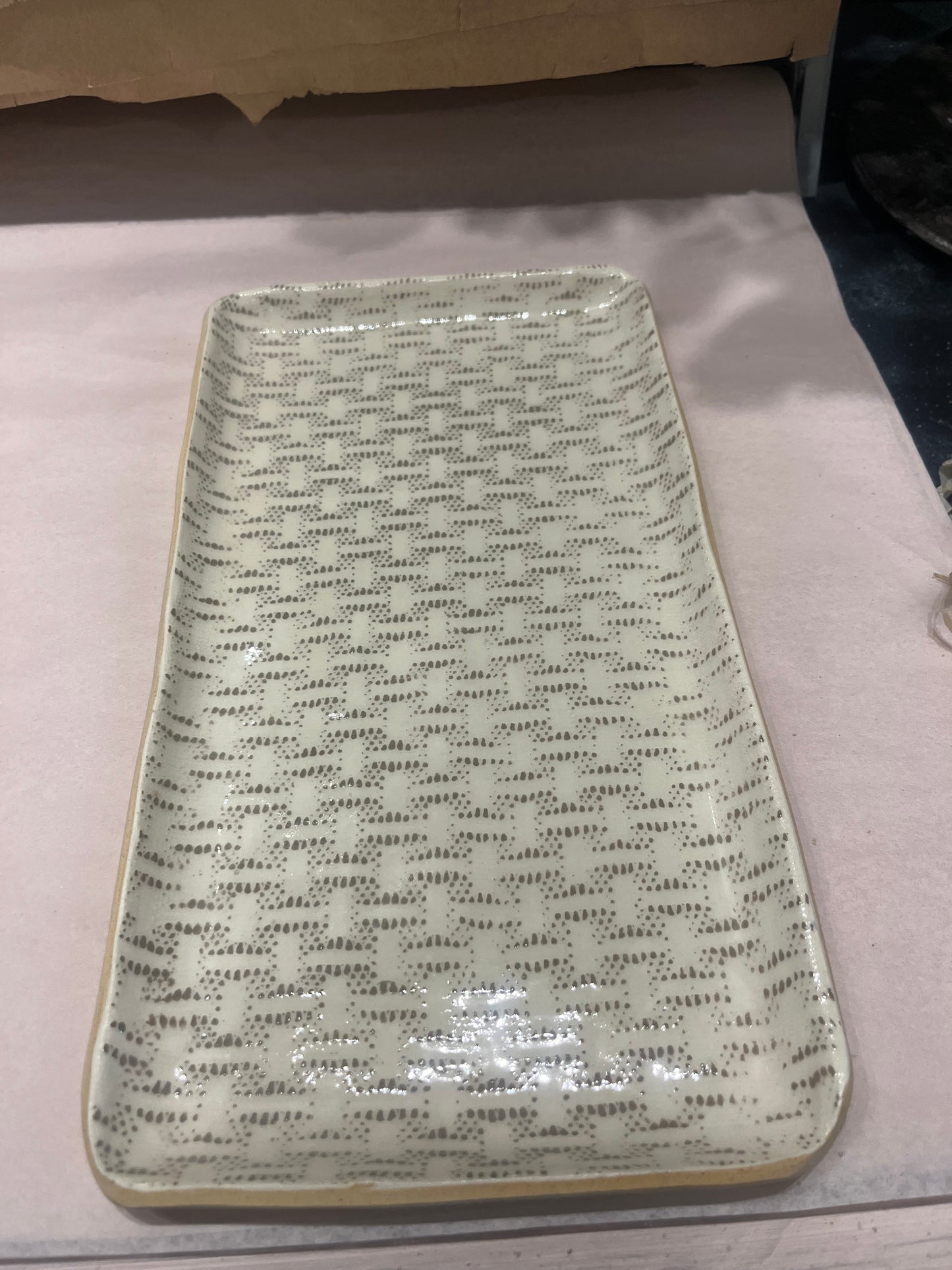 Small Stacking Rectangle Tray Wicker Mocha