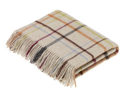 Merino Lambswool Windowpane Rainbow Throw