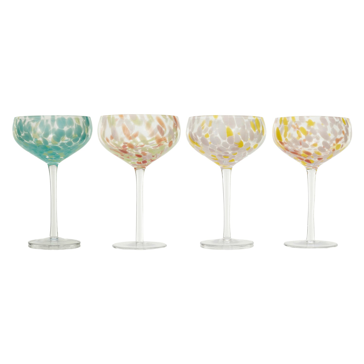 10 oz. Blown Stemmed Confetti Champagne/Coupe Glass, 4 Styles