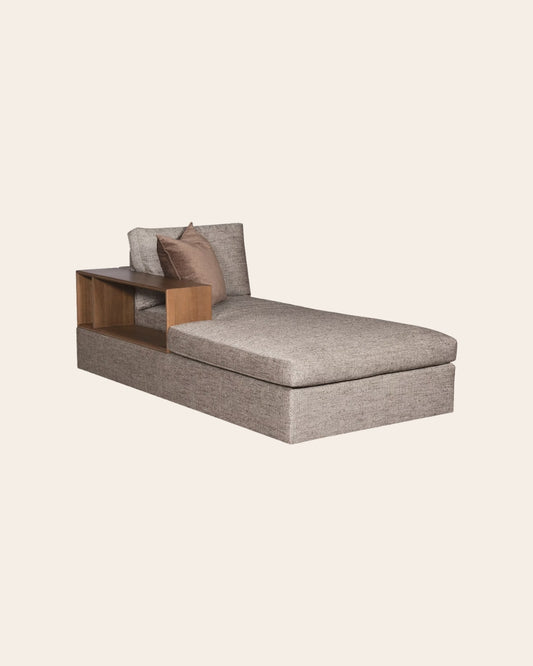Embrace Left Wood Shelf Arm Chaise