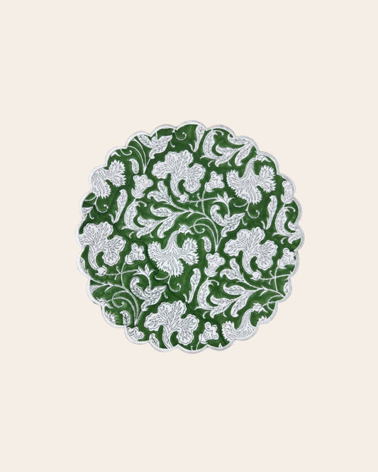 Dark Salmon Pink, Sage Green, Delft Blue Floral Placemat - Set of 4