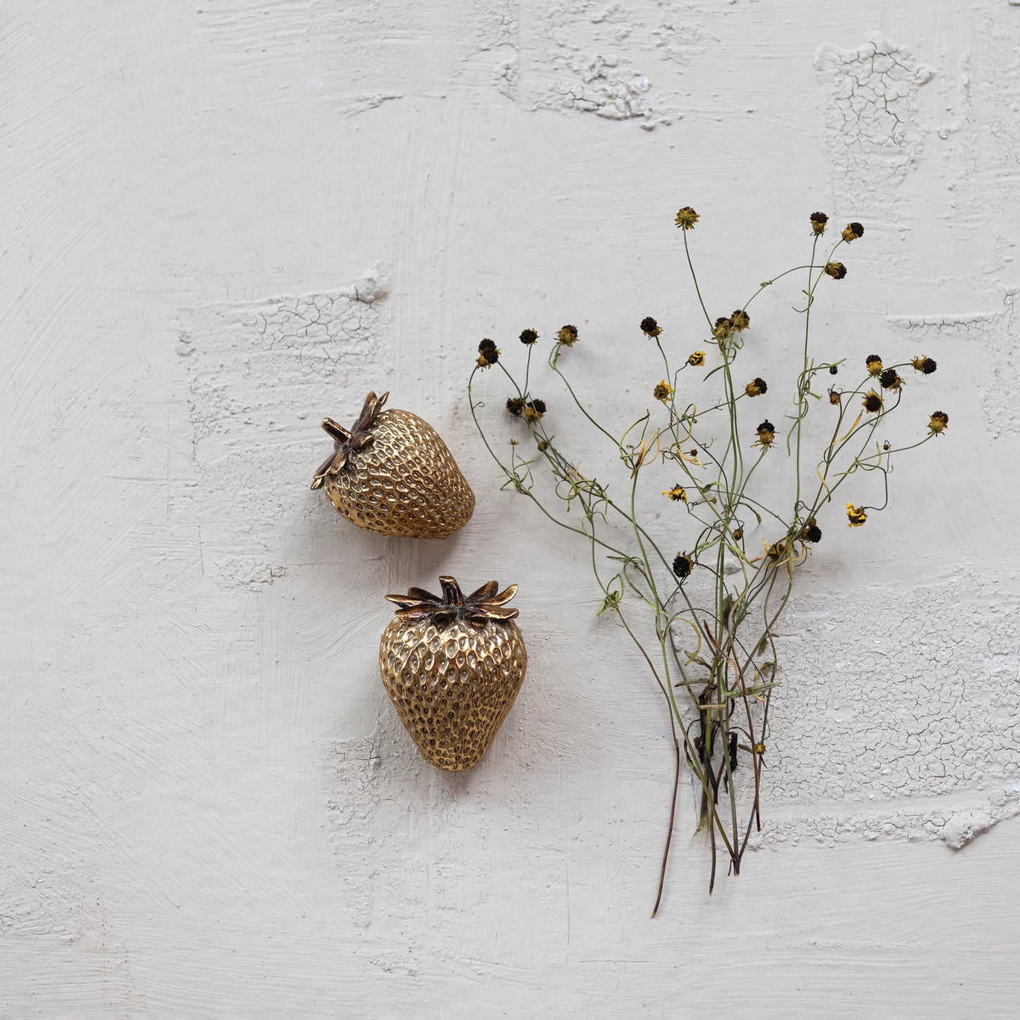 Resin Strawberries, Gold Finish, Large