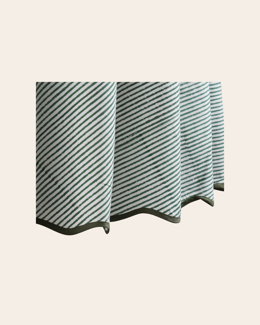 90 Round Green Striped Tablecloth