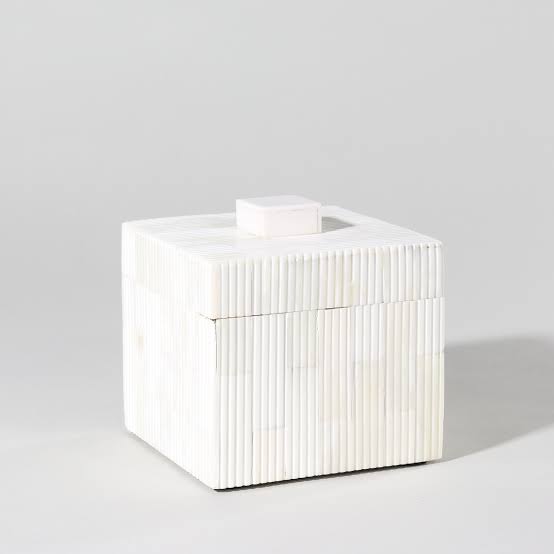 Ribbed Bone Square Cannister