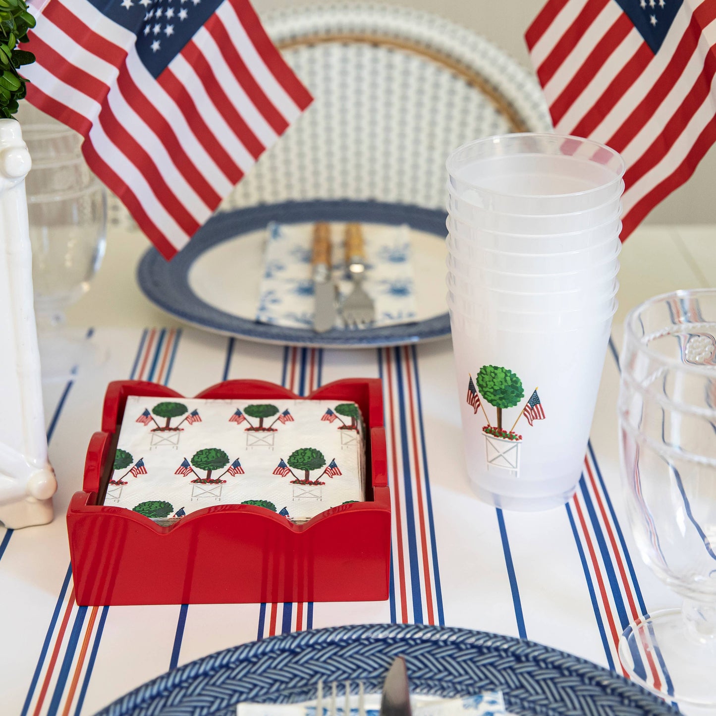 In Stock Patriotic Topiary Shatterproof Cups