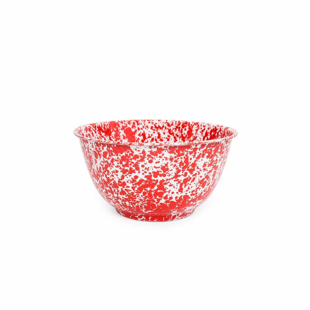 Splatter Enamelware Large Salad Bowl: Red Splatter