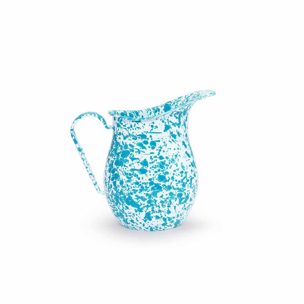 Splatter Enamelware Large Pitcher: Green & Cream Splatter
