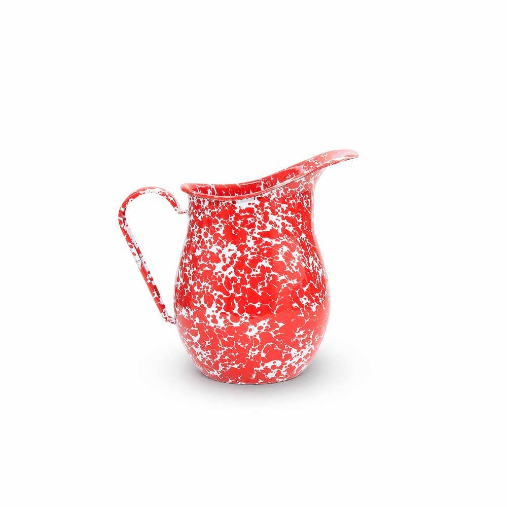 Splatter Enamelware Large Pitcher: Green & Cream Splatter