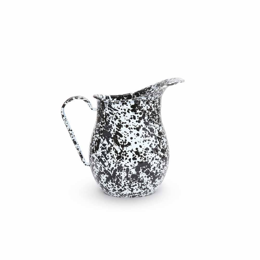 Splatter Enamelware Large Pitcher: Green & Cream Splatter
