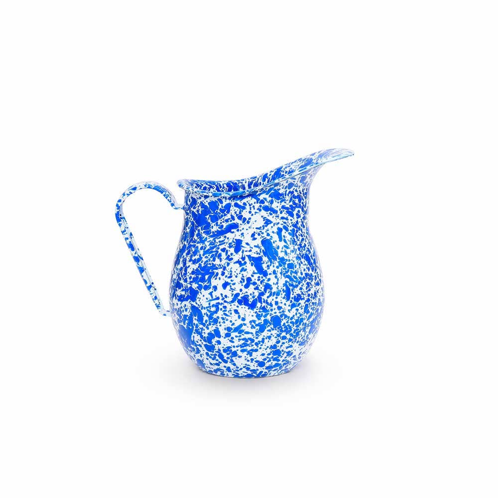 Splatter Enamelware Large Pitcher: Blue Splatter