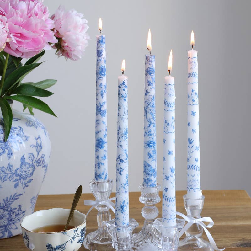 2pcs 25CM Blue and White Porcelain Smokeless Taper Candle: #2