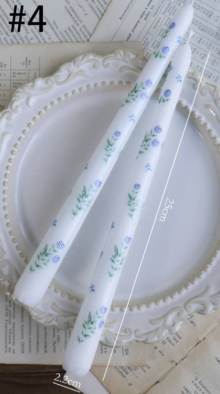 2pcs 25CM European Style Plant Print Smokeless Decor Candles: #1