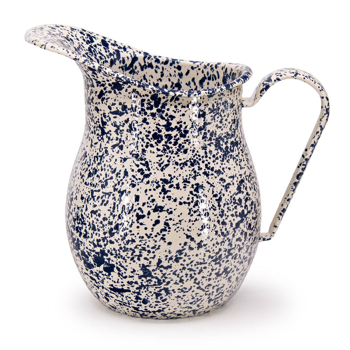 Splatter Enamelware Large Pitcher: Green & Cream Splatter