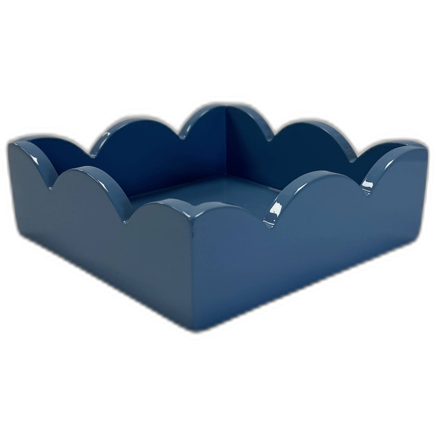 WH Lacquered Scalloped Napkin Holder | Navy Blue