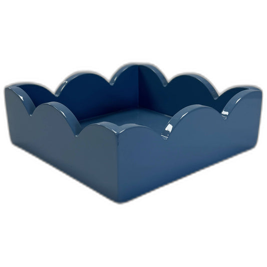 WH Lacquered Scalloped Napkin Holder | Navy Blue