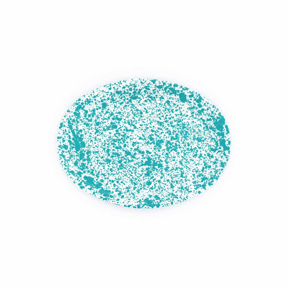 Splatter Enamelware Oval Platter: Blue Splatter