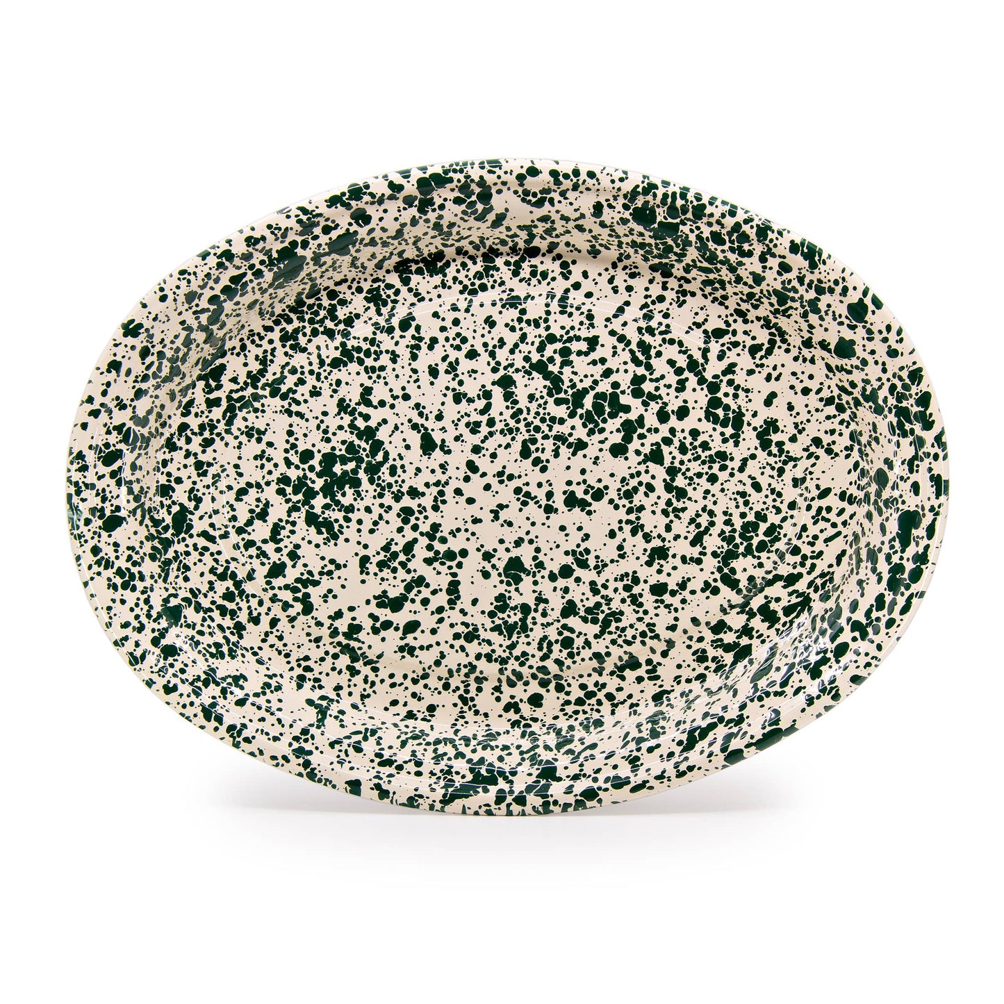 Splatter Enamelware Oval Platter: Blue Splatter