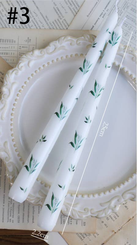 2pcs 25CM European Style Plant Print Smokeless Decor Candles: #1