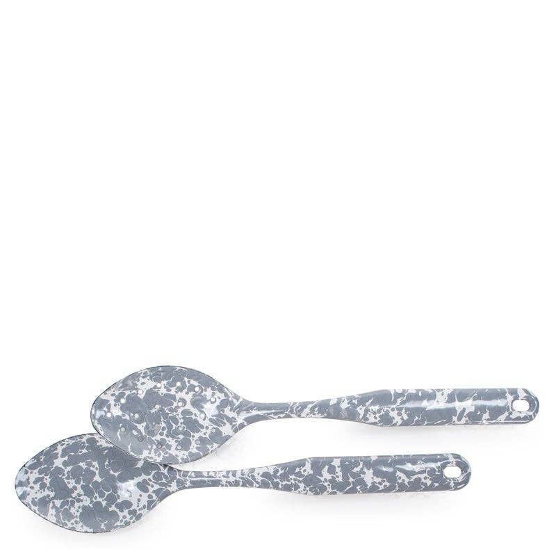 Golden Rabbit Enamelware Swirl Spoon Set: Solid White