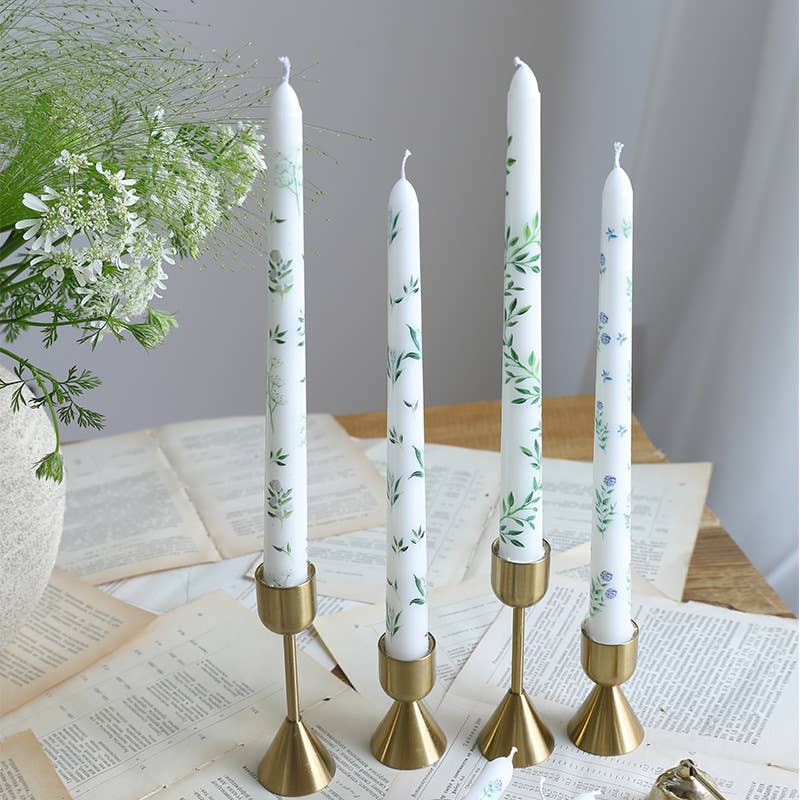 2pcs 25CM European Style Plant Print Smokeless Decor Candles: #1