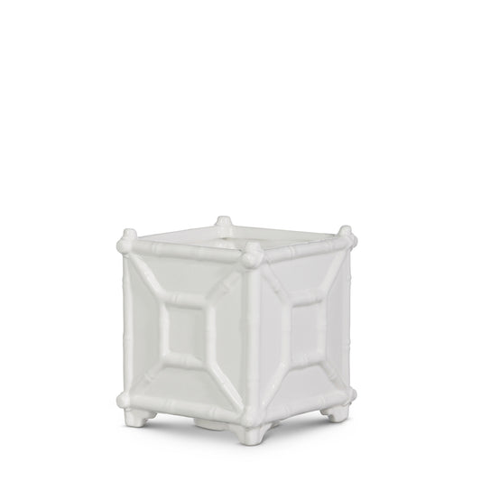 White Bamboo Planter - 8.5"