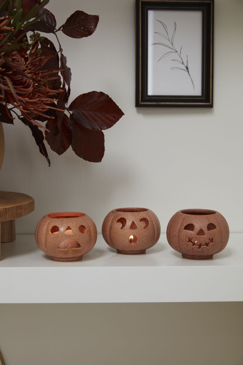 Grinning Pumpkin Votive Set of 3