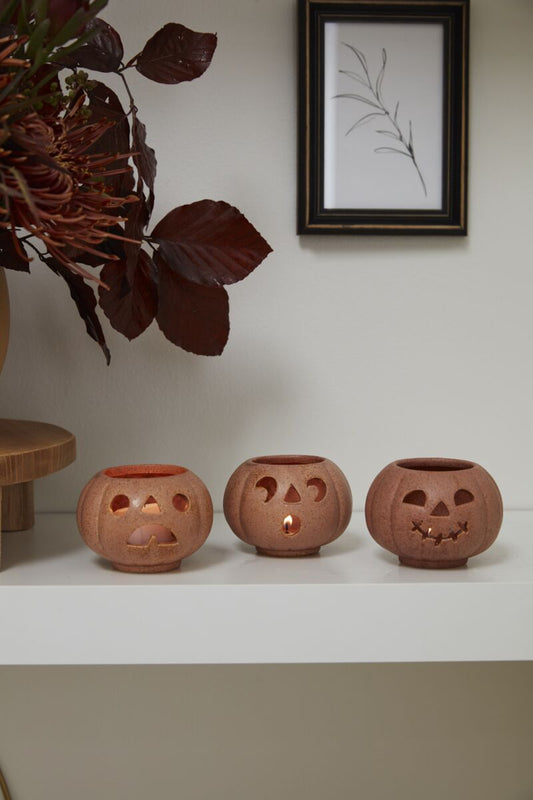 Grinning Pumpkin Votive Set of 3