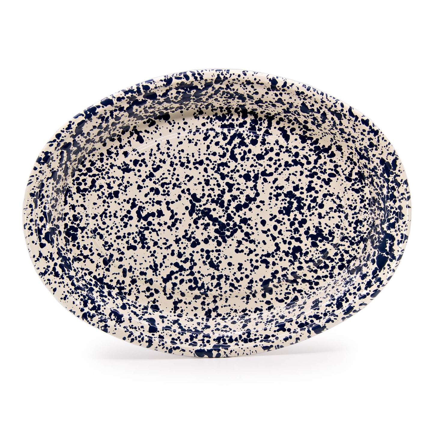 Splatter Enamelware Oval Platter: Blue Splatter