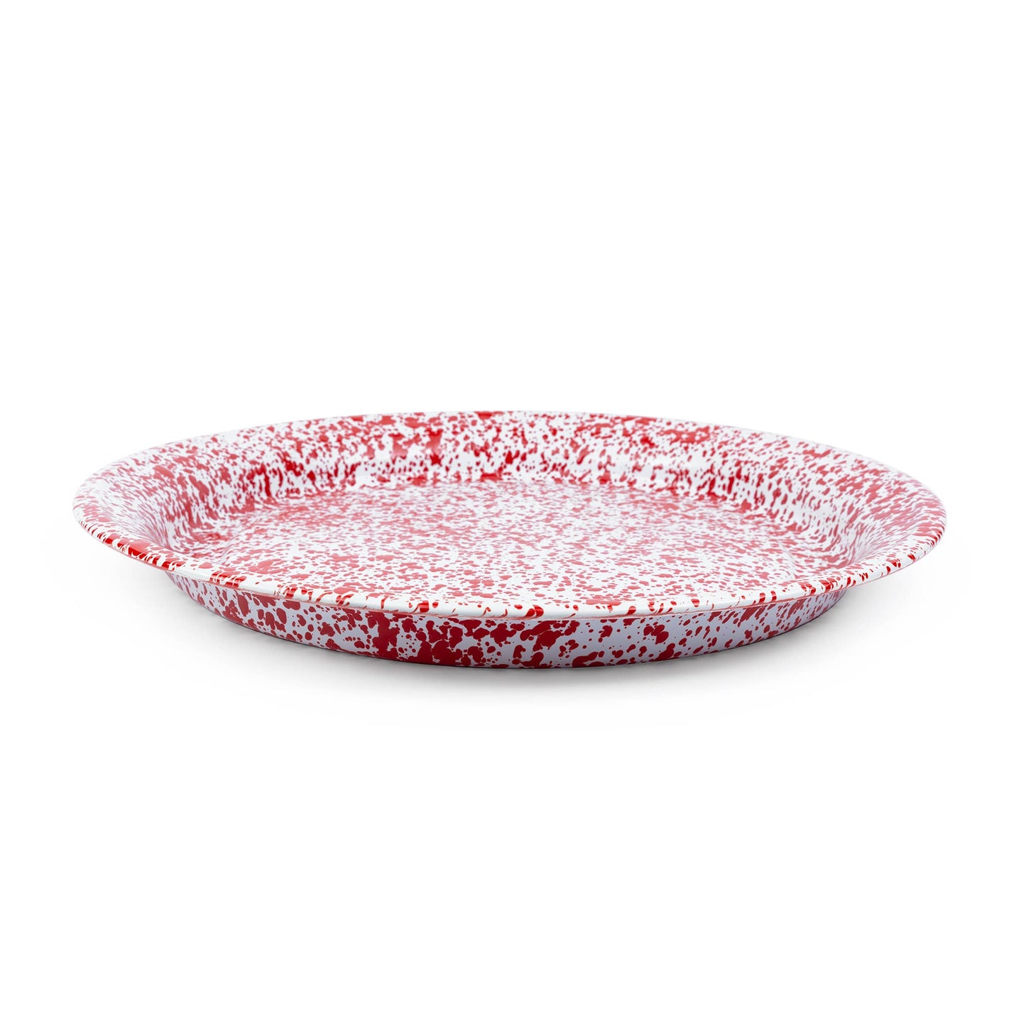 Splatter Enamelware Large Round Tray: Red Splatter