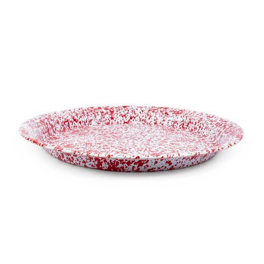 Splatter Enamelware Large Round Tray: Red Splatter