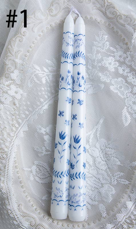 2pcs 25CM Blue and White Porcelain Smokeless Taper Candle: #2