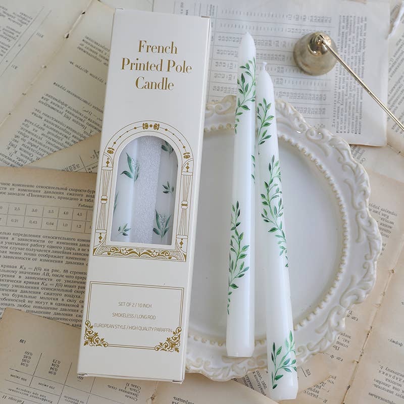 2pcs 25CM European Style Plant Print Smokeless Decor Candles: #1