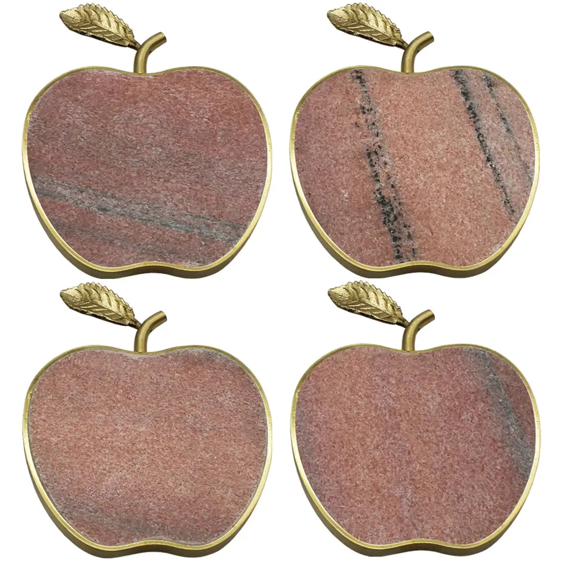 Pink Marble Apple Coaster Set