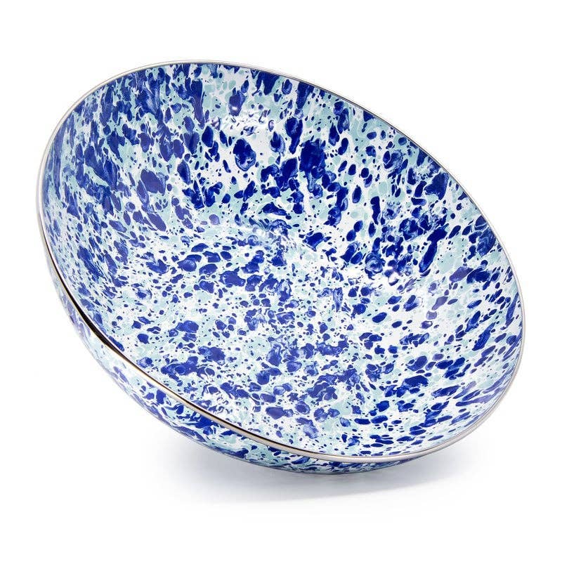 Golden Rabbit Enamelware Swirl Catering Bowl: Ocean