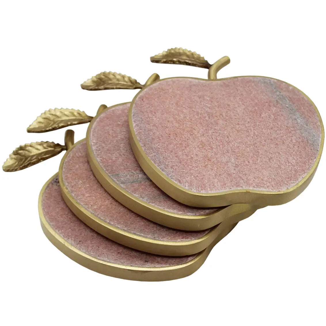 Pink Marble Apple Coaster Set