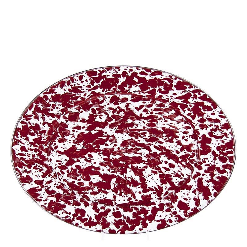 Golden Rabbit Enamelware Swirl Oval Platter: Ocean