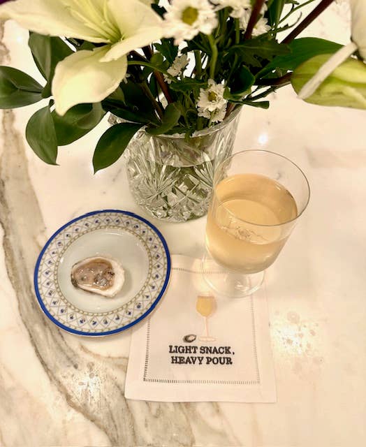 Oyster Cocktail Napkin, Light Snack Heavy Pour