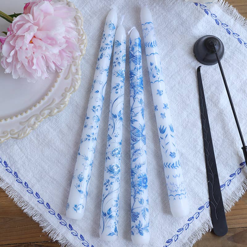 2pcs 25CM Blue and White Porcelain Smokeless Taper Candle: #3