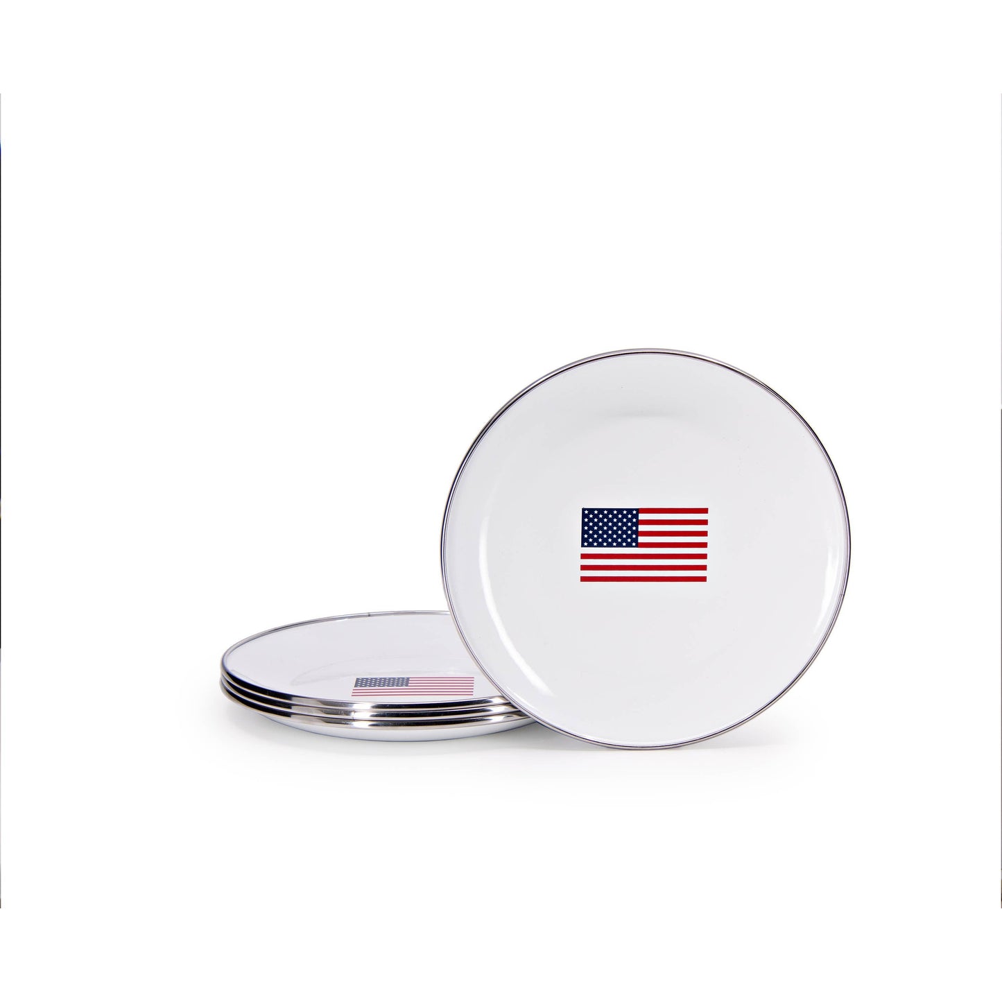 Golden Rabbit Enamelware Set of 4 US Flag Sandwich Plates