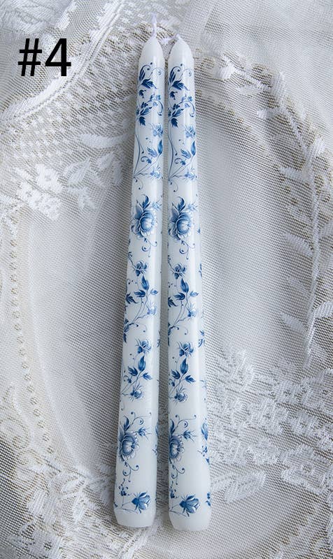 2pcs 25CM Blue and White Porcelain Smokeless Taper Candle: #3