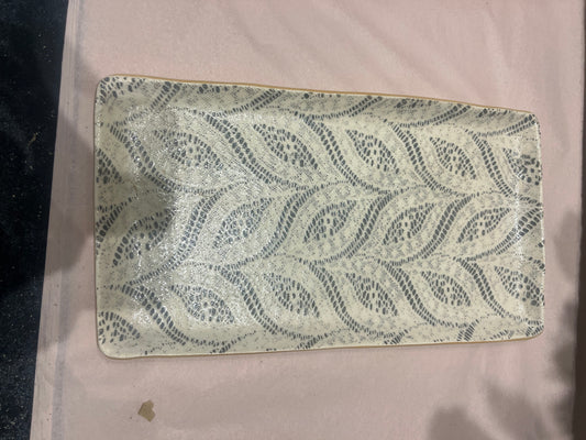 Small Stacking Rectangle Tray  Paisley Charcoal