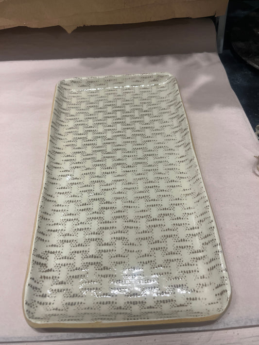 Small Stacking Rectangle Tray Wicker Mocha