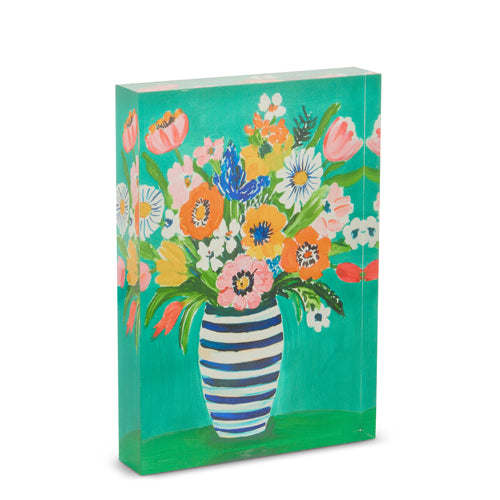 Blooms and Stripes Acrylic Block