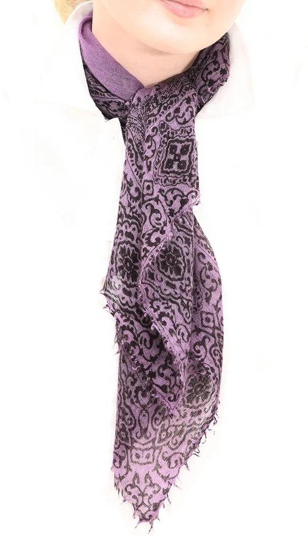 Cashmere Whisper Paisley Neckerchief - Chocolate / Lavender