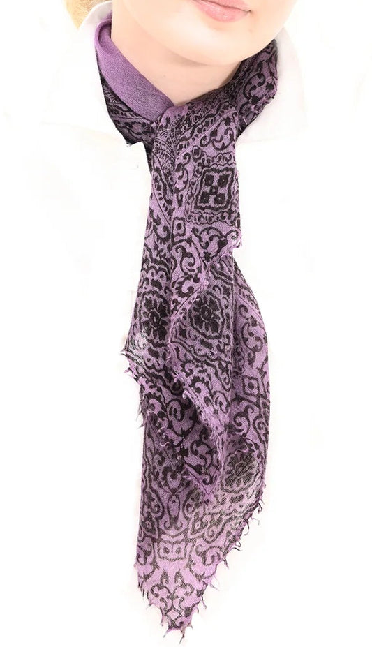 Cashmere Whisper Paisley Neckerchief - Chocolate / Lavender