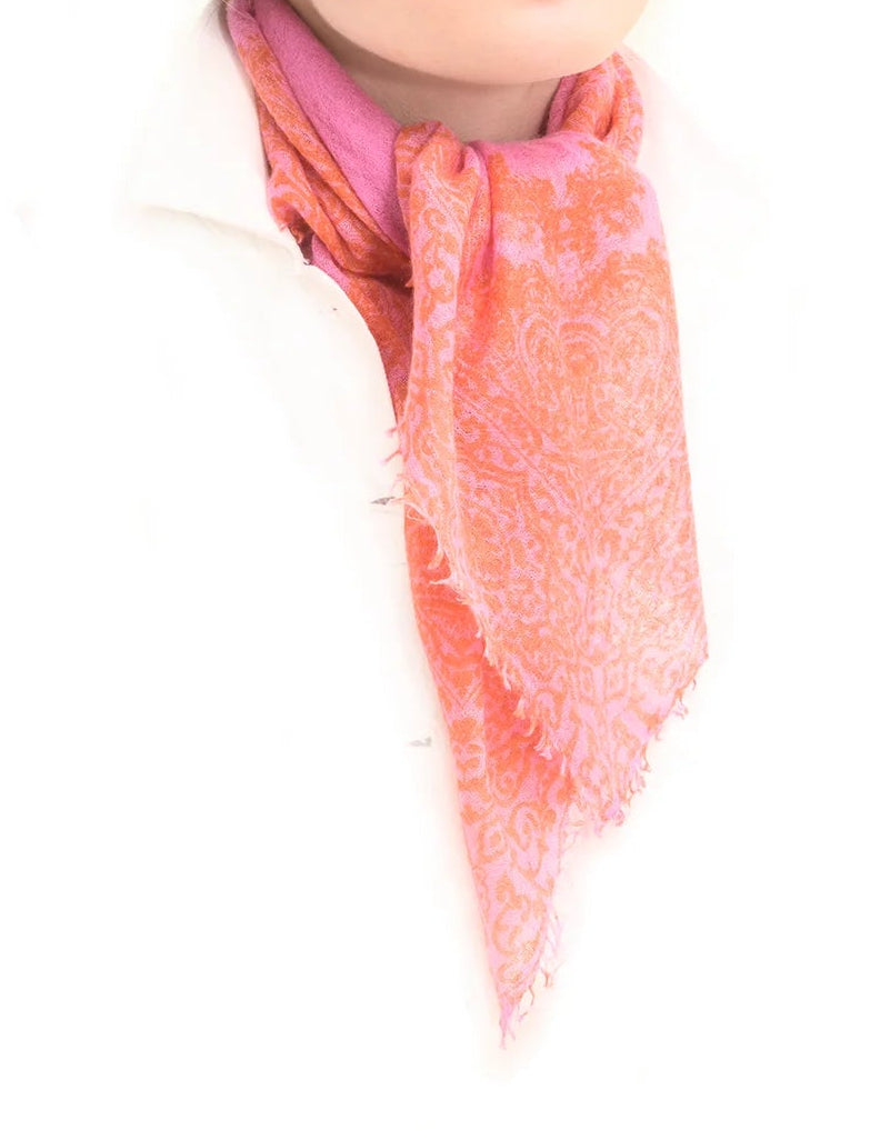 Cashmere Whisper Paisley Neckerchief - Saffron / Rose