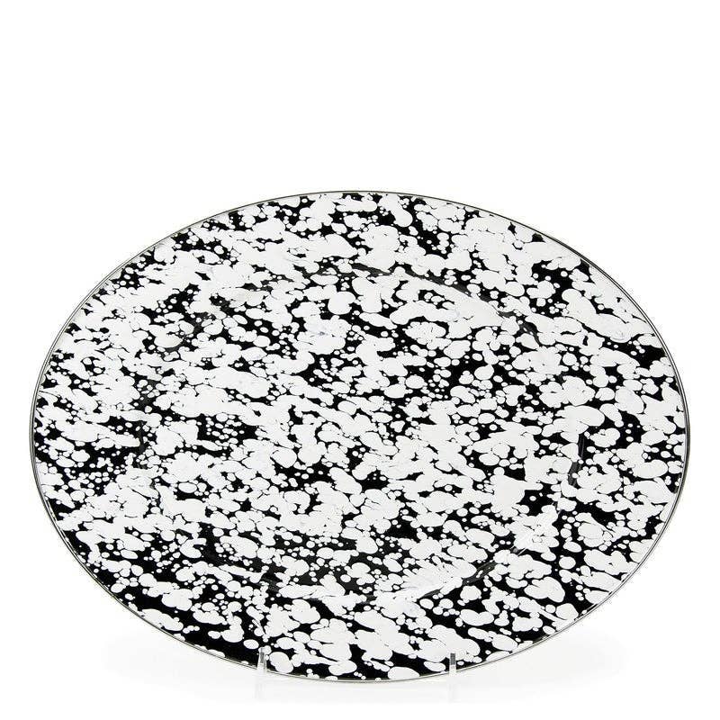Golden Rabbit Enamelware Swirl Oval Platter: Ocean